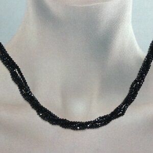 Black Metallic Faceted Mystic Spinel Gemstone Necklace.